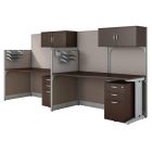 Bush Business Furniture Office in an Hour 2 Person Cubicle Workstations, Mocha Cherry, Premium Installation