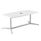 Bush Business Furniture 72inW x 36inD Boat-Shaped Conference Table With Metal Base, White, Standard Delivery