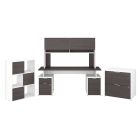 Bush Business Furniture Jamestown 72inW Desk With Hutch, File Cabinets And 6-Cube Organizer, Storm Gray/White, Standard Delivery