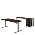Bush Business Furniture 400 Series 72inW x 30inD Height Adjustable Standing Desk With Credenza And Storage, Mocha Cherry, Premium Installation