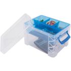 Advantus Super Stacker Divided Supply Box - External Dimensions: 10.1in Length x 7.5in Width x 6.5in Height - 5 Dividers - Lid Lock Closure - Stackable - Plastic - Clear, Blue - For Pen/Pencil, Paper Clip, Rubber Band - 1 Each (Min Order Qty 3)