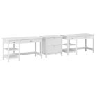 Bush Furniture Broadview 2-Person Desk Set With Lateral File Cabinet, Pure White, Standard Delivery