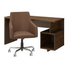 kathy ireland Home by Bush Furniture Madison Avenue 60inW Writing Desk And Chair Set, Modern Walnut, Standard Delivery