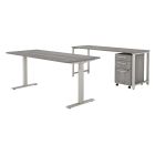 Bush Business Furniture 400 Series 72inW x 30inD Height-Adjustable Standing Desk With Credenza And Drawers, Platinum Gray, Standard Delivery