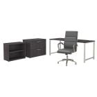 Bush Business Furniture 400 Series 72inW Table Desk And Chair Set With Storage, Storm Gray, Standard Delivery