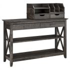 Bush Furniture Key West Console Table With Storage And Desktop Organizers, Dark Gray Hickory, Standard Delivery