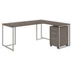 kathy ireland Office by Bush Business Furniture Method 72inW L Shaped Desk with 30inW Return and Mobile File Cabinet, Cocoa, Premium Installation