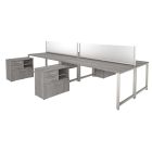 Bush Business Furniture 400 Series 72inW x 30inD 4-Person Workstation With Table Desks And Storage, Platinum Gray, Premium Installation