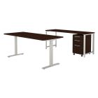 Bush Business Furniture 400 Series 72inW x 30inD Height-Adjustable Standing Desk With Credenza And Drawers, Mocha Cherry, Premium Installation