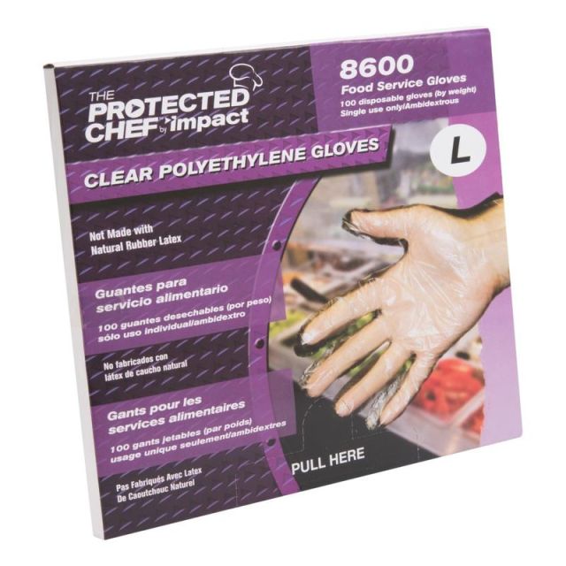 Protected Chef Disposable General Purpose Gloves - Large Size - Unisex - Polyethylene - Natural - Disposable, Ambidextrous, Lightweight, Comfortable, Durable - For Food Handling, Multipurpose, Cleaning, Printing - 10000 / Carton - 11.50in Glove Length 860