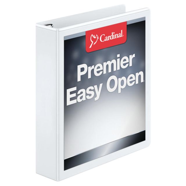 Cardinal EasyOpen ClearVue Locking View 3-Ring Binder, 1 1/2in D-Rings, 52% Recycled, White (Min Order Qty 2)