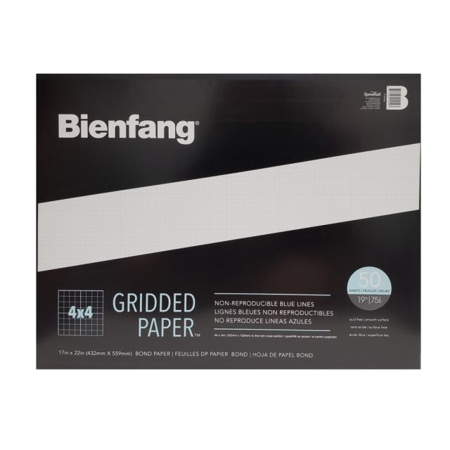 Bienfang Gridded Paper Pad, 17in x 22in, 100 Pages, White/Blue (Min Order Qty 2)