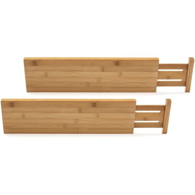 Lipper Bamboo Kitchen Drawer Dividers, Set of Two - Regular - 22in Length x 0.6in Width x 5in Height - Bamboo - Light Wood (Min Order Qty 2)