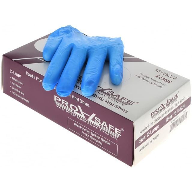Size XL, Powder Free Synthetic Vinyl-Based Hybrid Disposable Gloves