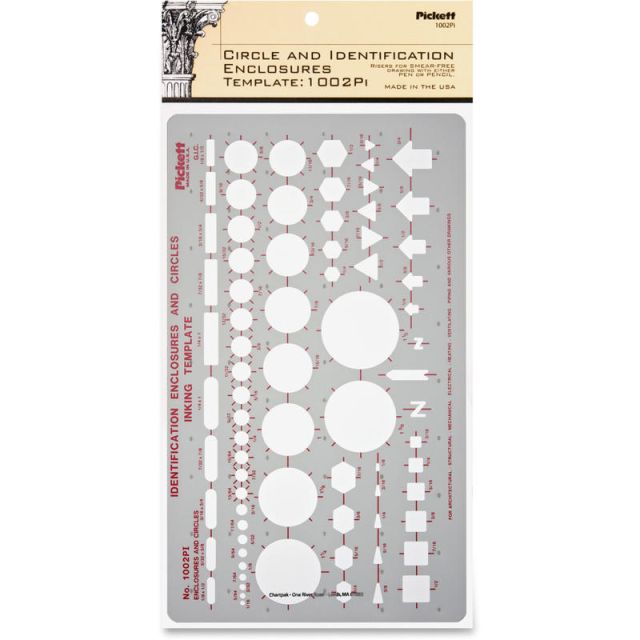 Chartpak Circle/Identification Template - Circle, Square, Hexagon, Rectangle, Diamond, Directional Arrow - 5.9in x 10in - Gray (Min Order Qty 2) 1002PI