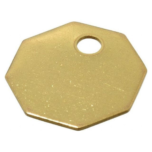 1-1/16 Inch Diameter, Octagonal, Brass Blank Metal Tag