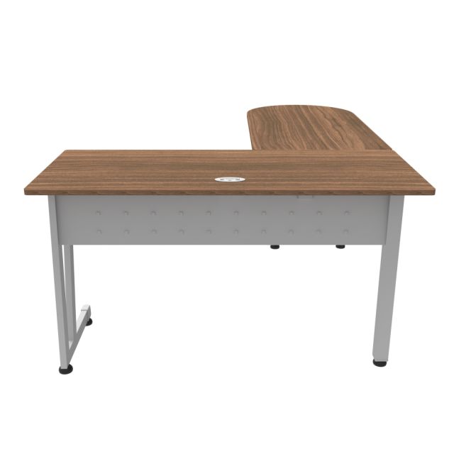 Linea Italia, Inc L-Shaped Corner Desk, 71inW, Natural Walnut/Gray