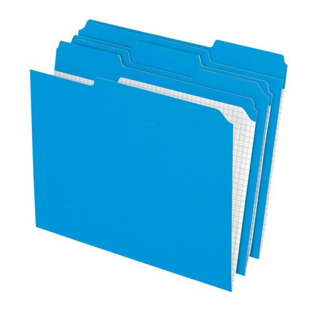 Pendaflex Color Reinforced Top File Folders With Interior Grid, 1/3 Cut, Letter Size, Blue, Pack Of 100 R15213BLU