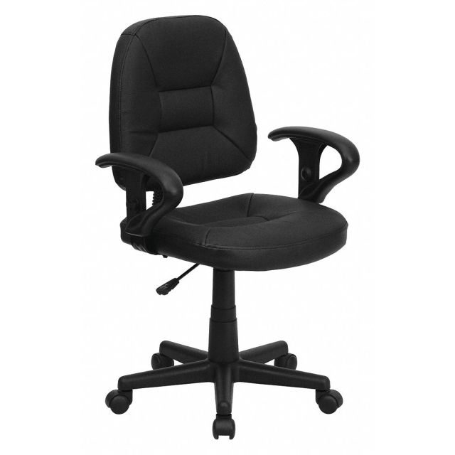 Task Chair Black Seat Leather Back BT-682-BK-GG