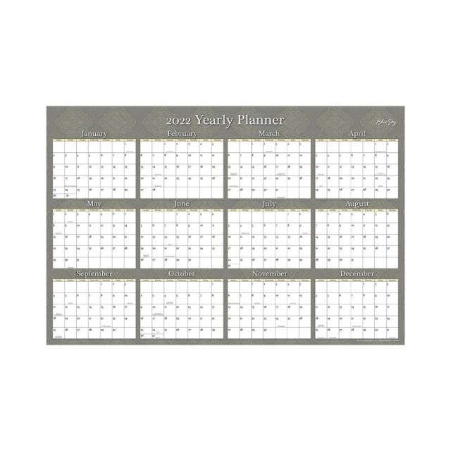 Blue Sky Monthly Laminated Calendar, 24in x 36in, Adriana, January To December 2022, 100032 100032-22