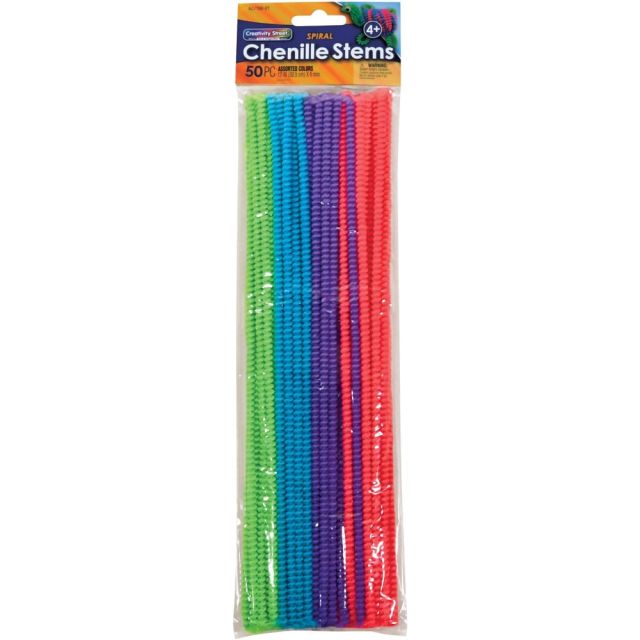 Pacon Spiral Chenille Stems - Classroom, Home, Art Project - Recommended For 4 Year - 12in x 0.20in0.20in - 600 / Bag - Assorted AC719001