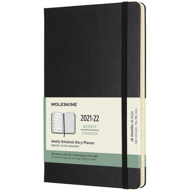Moleskine 18-Month Hardcover Weekly Planner, 5in x 8-1/4in, Black, July 2021 to December 2022 (Min Order Qty 2)