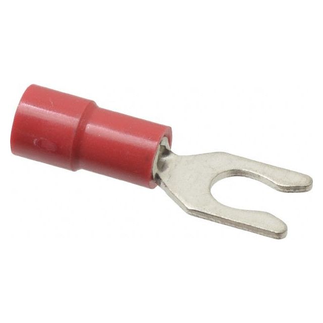 #8 Stud, 22 to 18 AWG Compatible, Partially Insulated, Crimp Connection, Locking Fork Terminal
