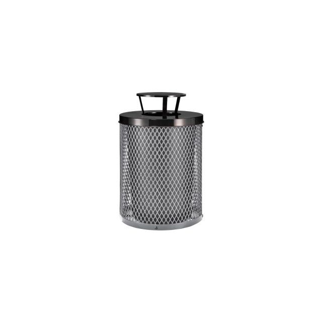 GoVets™ Outdoor Diamond Steel Trash Can With Rain Bonnet Lid, 36 Gallon, Gray 926GY261