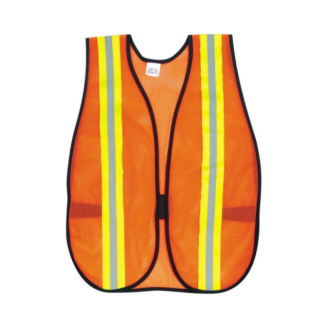 MCR Safety Polyester Safety Vest, One Size, 18in x 47in, Bright Orange/Lime/Silver (Min Order Qty 2)