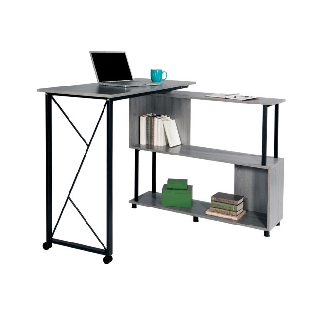 Safco Mood Standing-Height Desk With Rotating Work Surface, Gray