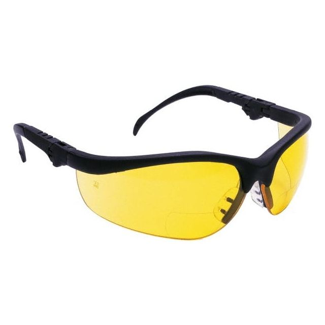 +2, Amber Lenses, Scratch Resistant, Framed Magnifying Safety Glasses K3H20A