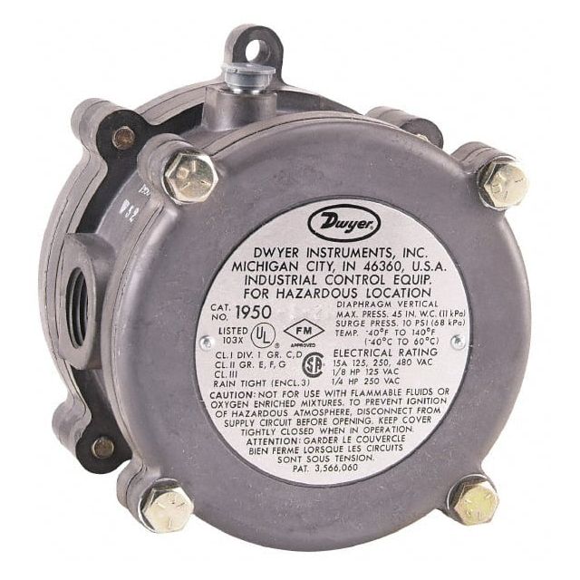 Differential Pressure Gauges & Switches, Type: Explosionproof Differential Pressure Switch , Maximum PSI: 10.0  1950G-20-B-120
