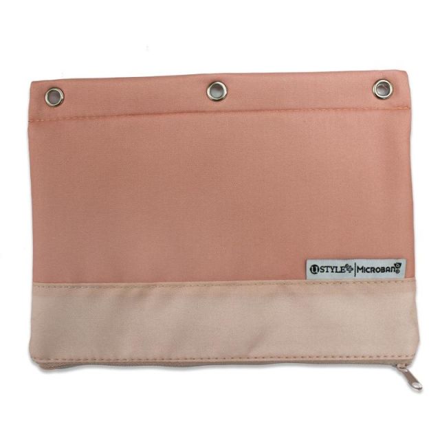 U Style 3-Ring Pencil Pouch With Microban Antimicrobial Protection, 7 1/2in x 9 3/4in, Pink (Min Order Qty 4)