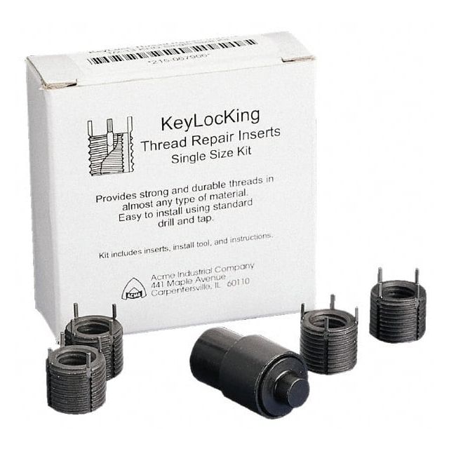 6 Inserts, 3/8-16 UNC Carbon Steel Keylocking Insert Thread Repair Kit MPN:215-067924