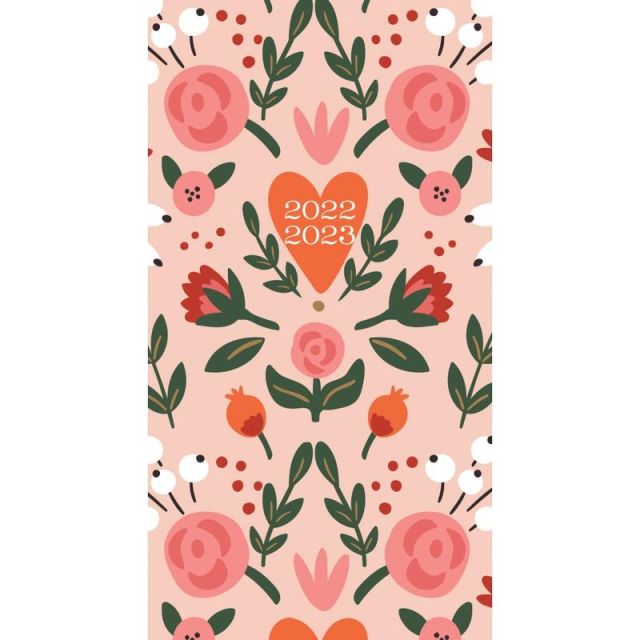 Willow Creek Press 2-Year Monthly Checkbook/Calendar, 3-1/2in x 6-1/2in, Folk Floral, January 2022 To December 2023 (Min Order Qty 5)