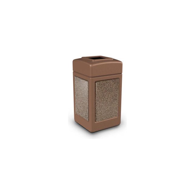 PolyTec™  Square Waste Container, Nuthatch with Riverstone Stone Panels, 42-Gallon 720342K