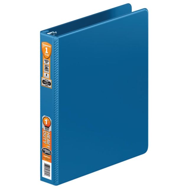 Wilson Jones Heavy-Duty 3-Ring Binder, 1in Round Rings, 45% Recycled, PC Blue (Min Order Qty 7)