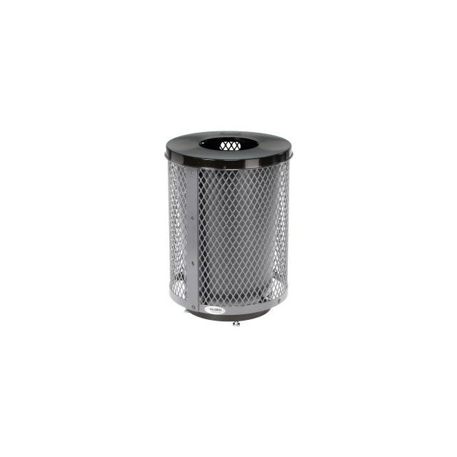 GoVets™ Outdoor Diamond Steel Trash Can With Flat Lid & Base, 36 Gallon, Gray 924GYD261