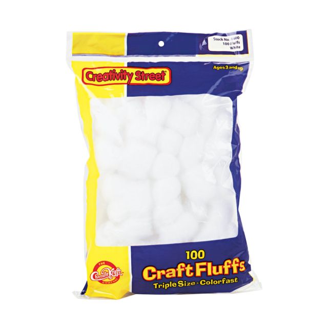 Creativity Street White Craft Fluffs - Decoration, Painting - 100 Piece(s) - 100 / Pack - White (Min Order Qty 6) 6400