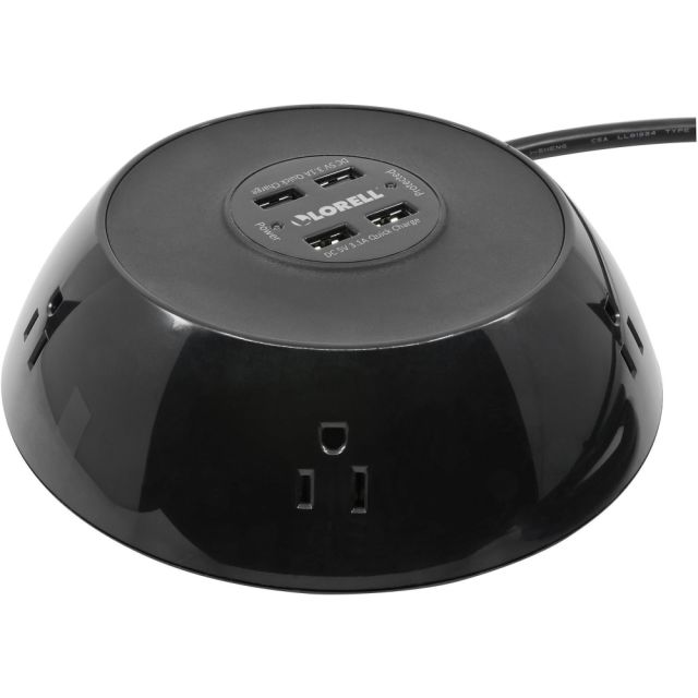 Lorell 5-Outlet USB Power Pod, Black 33998
