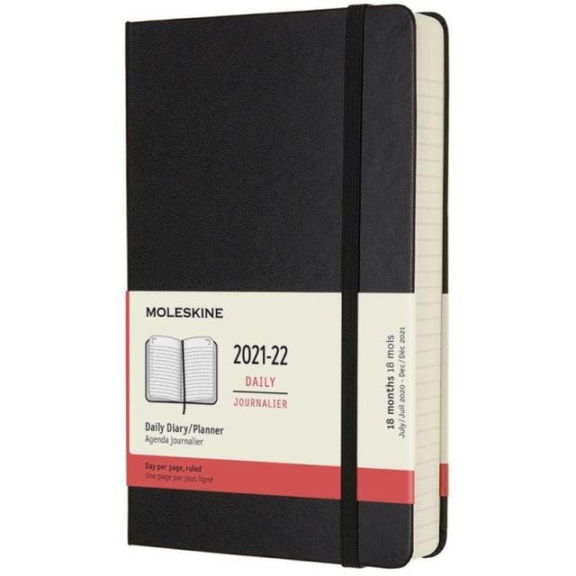 Moleskine 18-Month Softcover Weekly Planner, 7-1/2in x 9-3/4in, Black, July 2021 To December 2022