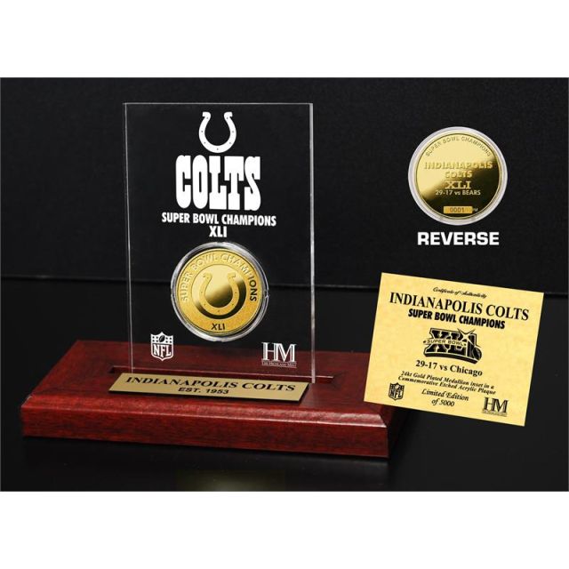 Indianapolis Colts Super Bowl Champions Gold Coin with Acrylic Display ICSBACRYLK