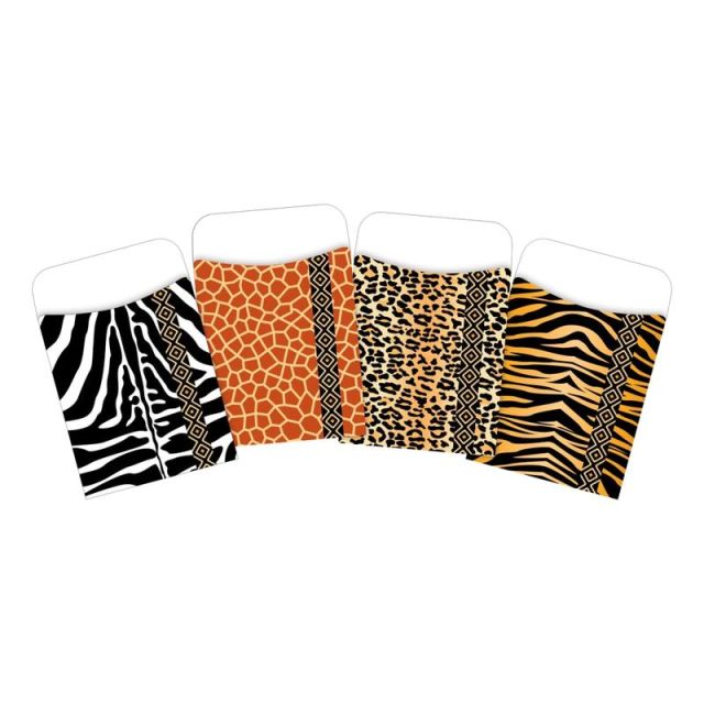Barker Creek Africa Safari Library Pocket Sets, 3-1/2in x 5-1/8in, Assorted Colors, Pack Of 4 Sets 4128