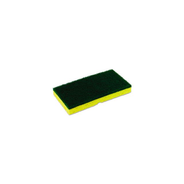 Continental® Medium-Duty Scrubber Sponge, 3 1/8 X 6 1/4 In, Yellow/Green, 5/Pk, 8 Pk/Ct SS652