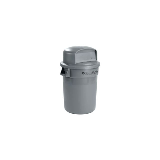 GoVets  Plastic Trash Can with Dome Lid - 32 Gallon Gray 460GYD240