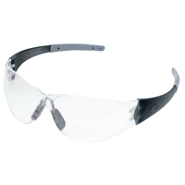 Crews Checkmate 2 Safety Glasses, Smoke/Silver Temple, Clear Anti-Fog Lenses (Min Order Qty 6)