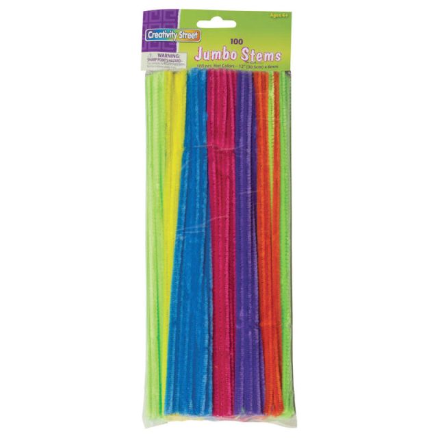 Creativity Street Jumbo Chenille Pipe Cleaners, 12in 1/4in, Neon, Pack of 100 (Min Order Qty 6) 711004