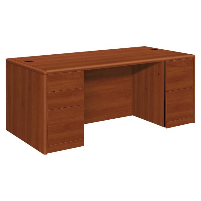 HON 10700 Series Double-Pedestal Desk, Cognac