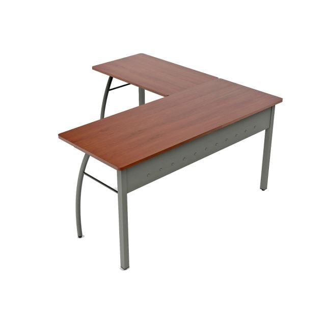 Linea Italia, Inc L-Shaped Corner Desk, 60inW, Cherry/Gray
