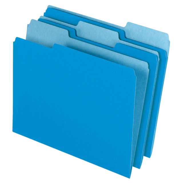 Office Depot Brand 2-Tone File Folders, 1/3 Cut, Letter Size, Blue, Box Of 100 NFP1376335